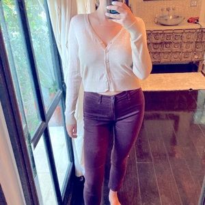 J Brand Mid-Rise Super Skinny Burgundy Botany Jean